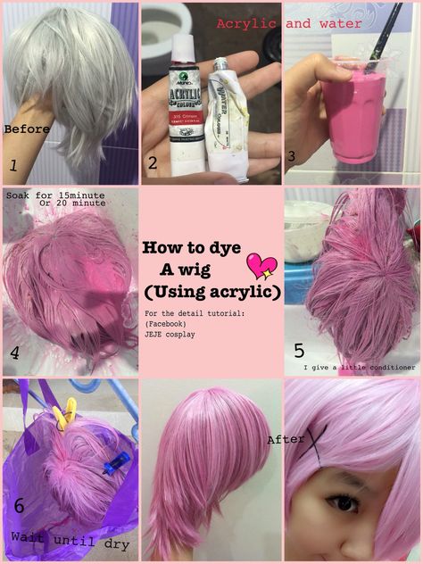 Cosplay Diy Tutorial, How To Dye A Wig, Cosplay Wig Styling, Wig Hacks, Cosplay Hacks, Cosplay Wig Tutorial, Dye Wig, Wig Tips, Wig Tutorial