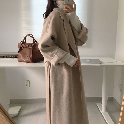 Women's Elegant Long Wool Coat Solid Color Long Sleeve Chic – Frimunt Clothing Co. Woman Long Coat, Long Wool Coat Women, French Chic Fashion, Mens Summer Pants, Outerwear Women Winter, Coat Elegant, Wool Jackets Women, Chic Outerwear, Coat With Belt