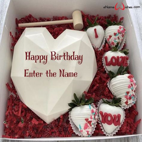 Heart Shape Birthday Cake, Best Wishes Birthday, Name On Cake, Heart Shaped Birthday Cake, Free Birthday Wishes, Write Name On Cake, Anniversary Cake With Name, Birthday Cake Write Name, Birthday Cake Writing