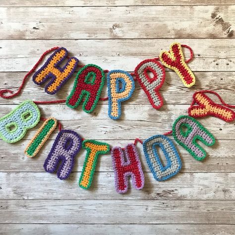 Crochet Birthday Bunting, Crochet Happy Birthday Garland, Crochet Birthday Garland, Crochet Happy Birthday Banner, Crochet Birthday Banner, Crochet Birthday Decorations, Crochet Party Decorations, Crochet Banner Garlands, Crochet Happy Birthday