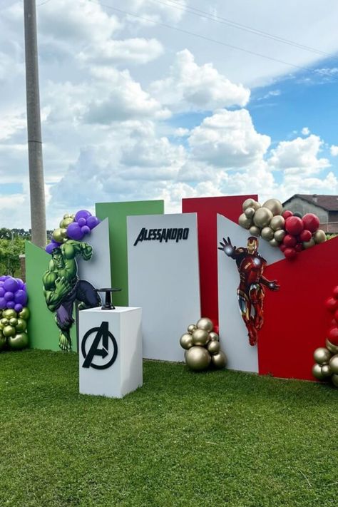 Looking to throw an epic Avengers Birthday Party? Get inspired by these amazing Avengers party ideas! From decorations to party favors, we've got you covered with everything you need to create the ultimate Avengers themed bash. Discover creative Avengers Party Decorations and DIY projects that will bring your celebration to life. Unleash your inner superhero and host a memorable gathering with these fantastic avengers party ideas decoration. Whether you're Team Iron Man or Team Captain America, Captain America Themed Birthday Party, Avengers 3rd Birthday Party, Iron Man Theme Birthday Party, Avengers Party Ideas Decoration, Marvel Birthday Party Ideas, 5th Birthday Ideas For Boys Themes, Marvel Themed Birthday Party, Marvel Party Decorations, Marvel Avengers Birthday Party