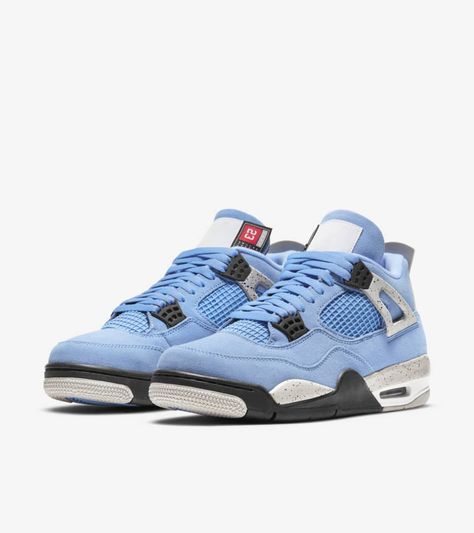 Explore and buy the Air Jordan 4 'University Blue'. Stay a step ahead of the latest sneaker launches and drops. Black Cat 4s, Red Thunder, Basketball Shoes For Men, Jordan Retro 4, Dr Shoes, Jordan Model, Popular Sneakers, Sneakers Adidas, Jordan 4 Retro