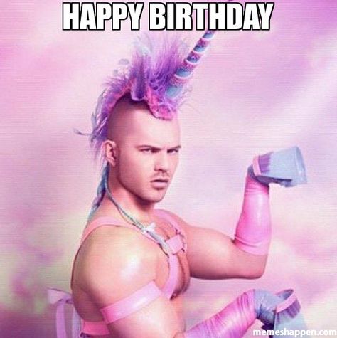 Happy Birthday Unicorn Guy, Happy Birthday Funny, Glamour Shots, Nicolas Cage, Birthday Meme, Gerard Way, My Chemical, A Unicorn, My Chemical Romance