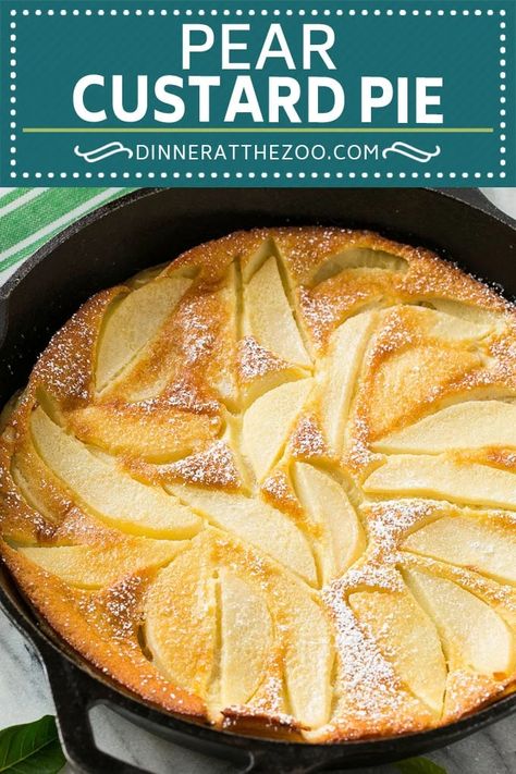 Pear Custard, Pear Recipes Easy, Pear Pie Recipe, Pear Cake Recipes, Pear Dessert Recipes, Custard Pie Recipe, Pear Pie, Pear Dessert, Baked Pears