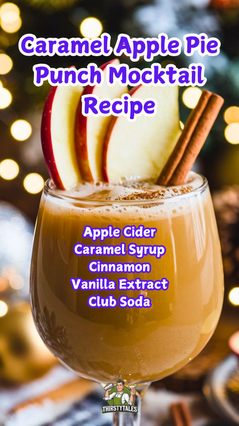 "This non-alcoholic delight combines the essence of caramel and spiced apple pie, making it the perfect festive drink for any gathering. Enjoy a refreshing Caramel Apple Pie Drink Non-Alcoholic that’s both sweet and satisfying. Perfect for autumn celebrations, this Apple Pie Punch Mocktail is a must-try. Discover the magic of our Spiced Caramel Apple Pie Mocktail and elevate your seasonal festivities with a Caramel Apple Fizz Mocktail that everyone will love!" Apple Pie Punch, Apple Mocktail, Punch Mocktail, Apple Pie Drink, Fizz Mocktail, Fall Caramel Apples, Cranberry Fizz, Cozy Drinks, Apple Cider Caramels