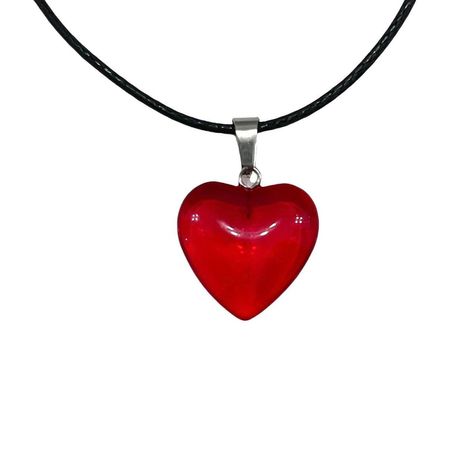 Jasper Core, Red Glass Heart Necklace, Olivia Concert, Emo Gifts, Grunge Necklace, Glass Heart Necklace, Corded Necklace, Red Heart Necklace, Necklace Y2k