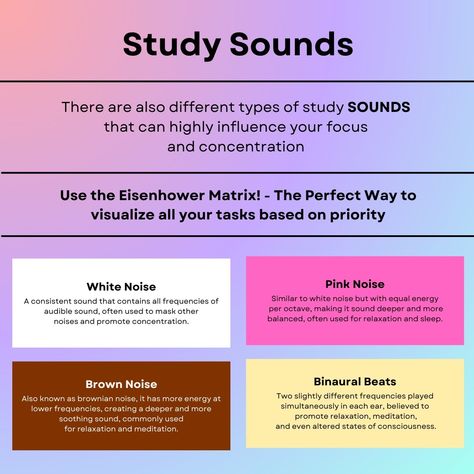 Although not often talked about, the ambience in which you are studying matters a lot! There's a significance to the kind of music you listen to, and some additional type of 'sounds' you can listen to, for more focus!!! . . . . . #study #studymotivation #studytime #studytips #studentlife #studymethods #visual #visualmapping #studysmart #studyskills Music To Help You Study, Focus Study, Aesthetic Routine, Music Study, Visual Map, Study Music, Types Of Sound, Music For Studying, Study Methods