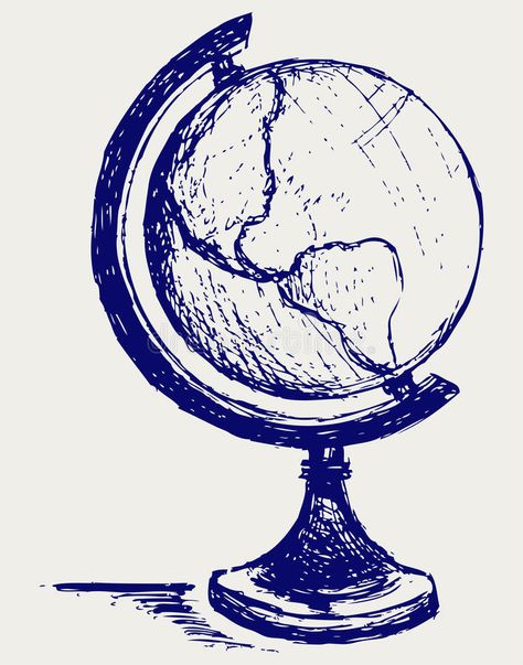 Globe Sketch, Globe Tattoo, Globe Drawing, Globe Tattoos, Globe Vector, Globe Art, Vector Sketch, Earth Art, School Project