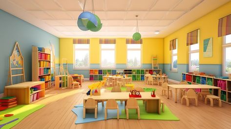 Kindergarten Classroom Interior Brought To Life With 3d Rendering#pikbest#Backgrounds#Homepage Kindergarten Classroom Interior Design, Kindergarten Interior Design Classroom, Kindergarten Classroom Interior, Classroom Interior Design, Kindergarten Interior Design, Kindergarten Background, Classroom Windows, Kindergarten Classroom Design, Empty Classroom