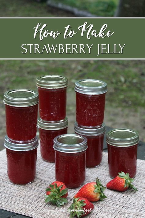 Strawberry Jalapeno Jelly Recipe, Strawberry Jelly Recipe Canning, Canning Jelly Recipes, Strawberry Jelly Recipes, Strawberry Cider, Honeysuckle Jelly, Jelly Gift, Canning Jam Recipes, Watermelon Jelly