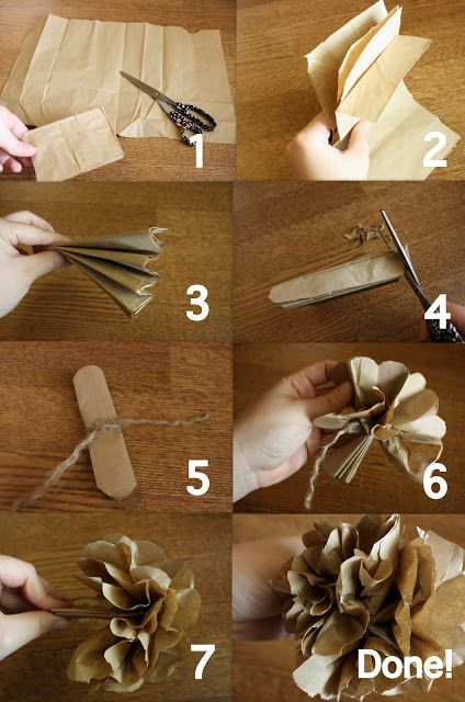 Paper Bag Flowers, Stary Papier, Paper Sack, Paper Bag Crafts, Make Paper Flowers, Paper Lunch Bags, Diy Flores, Flowers Craft, Paper Flower Crafts