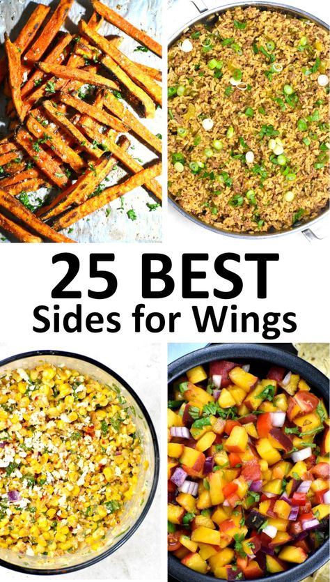 Chicken Wing Side Dishes Dinners, Chicken Wings And Sides Meals, What Goes With Chicken Wings Sides, Best Sides For Wings, Wings Sides Ideas, Wings Meal Sides, Chicken Accompaniments, Sides That Go With Wings, Chicken Wing Sides Dishes