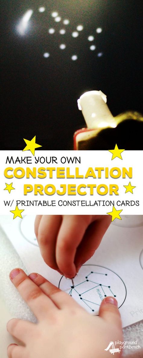 DIY Constellation Projector Diy Constellation, Constellation Activities, Preschool Steam, Stem Kids, Science Art Projects, Kids Stem Activities, Space Activities For Kids, Space Preschool, Discovery Bottles