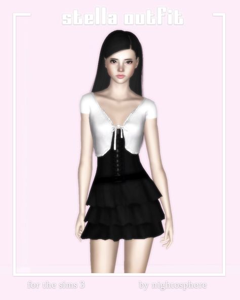 nightosphere | creating Sims 3 & 4 Custom Content | Patreon Stella Nox Fleuret, Good Character Design, Sims 3 Sims Download, Sims 3 Cc Clothes, Sims 3 Cc, Sims 3 Cc Finds, Sims 3 Mods, White Short Sleeve Dress, Concept Model