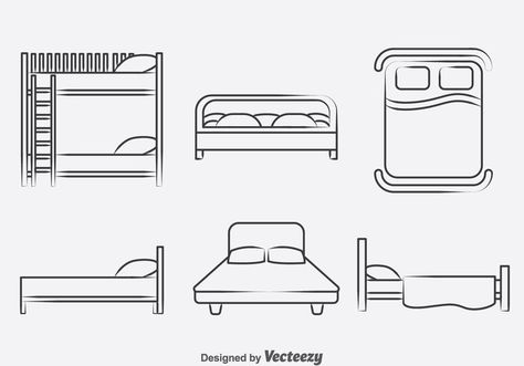 Bed Collection Icons Vector Cute Bed Drawings, Bed Vector Illustration, Simple Bed Drawing, Bed Design Drawing, Bed Drawing Side View, Bed Art Drawing, How To Draw A Bed, Bed Drawing Sketches, Bed Drawing Easy