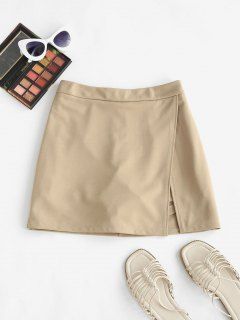 Split Front Skirt, Skirt With Shorts Underneath, Safety Shorts, Vintage Blouses, Junior Pants, Punk Looks, Skirt With Shorts, Tan Skirt, Fall Skirts