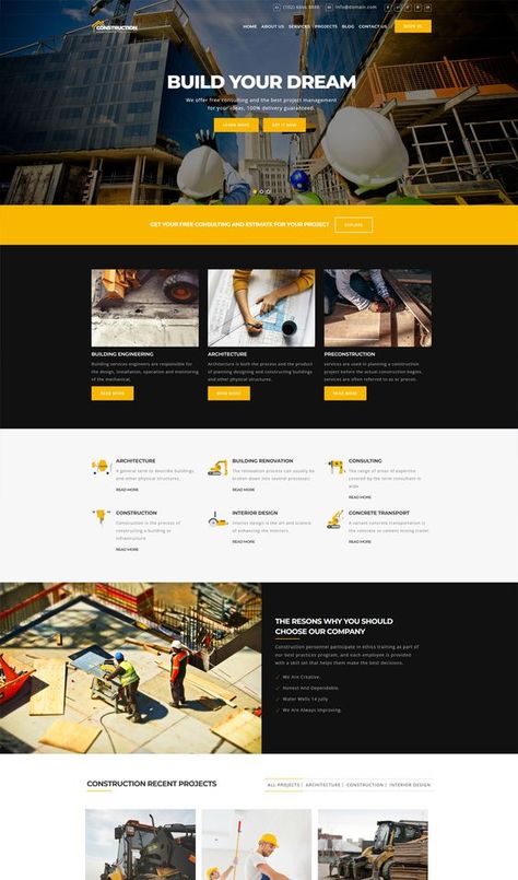 Website design Website Design Construction Company, Construction Website Design Layout, T Shirt Tattoo, Construction Company Website, Construction Website Templates, Real Estate Fashion, Website Branding Design, Corporate Website Design, Construction Company Logo