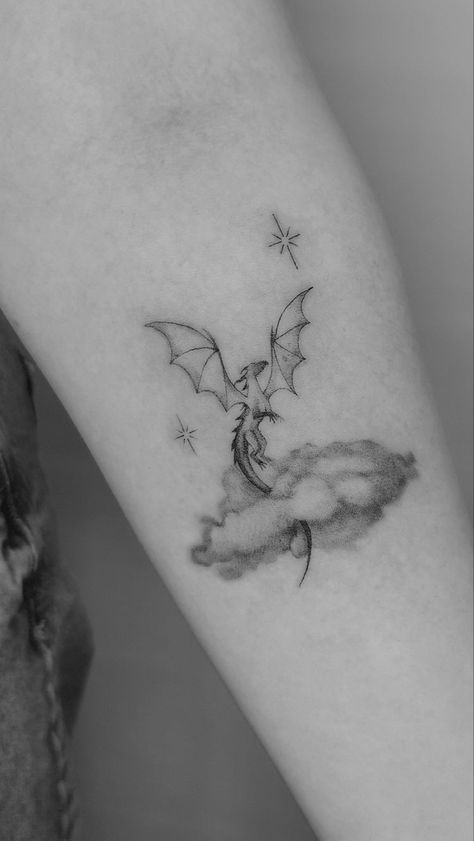 Tiny Dragon Tattoo, Women Chest Tattoo, Baby Dragon Tattoos, Fierce Tattoo, Tato Naga, Small Dragon Tattoos, Bookish Tattoos, Flying Tattoo, Tiny Dragon