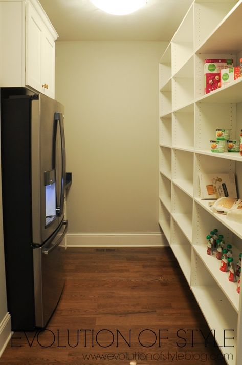 Large pantry with refrigerator Pantry With Refrigerator, Refrigerator In Pantry, Pantry With Fridge, Pantry Refrigerator, Pantry Room, Large Pantry, Kitchen Nook, Pantry Design, Modern Farmhouse Kitchens