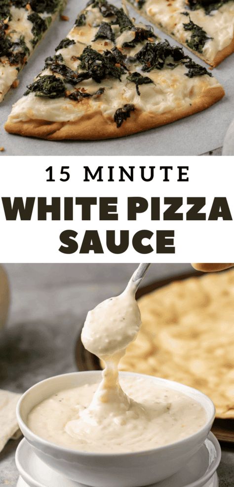 Garlic Pizza Sauce Recipe, White Sauce For Pizza, Garlic White Pizza, Garlic Pizza Sauce, White Sauce Pizza Recipe, White Garlic Sauce, Sauce For Pizza, White Pizza Sauce, Garlic Pizza