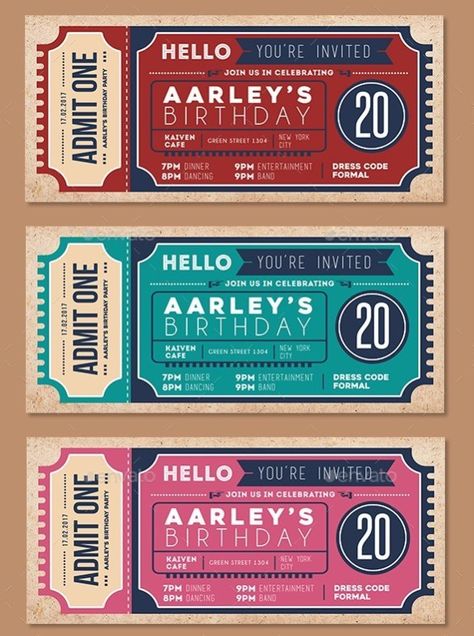 Invitation Ticket Template Template Tiket, Movie Ticket Invitations, Ticket Design Template, Ticket Template Free, Event Ticket Template, Concert Ticket Template, E Ticket, Movie Ticket, Vintage Ticket