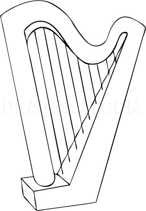 Irish Harp Drawing, Harp Sketch, Glass Instruments, Instrument Drawing, Harp Instrument, Cardboard Guitar, Thailand Wallpaper, Celtic Harp, Irish Festival