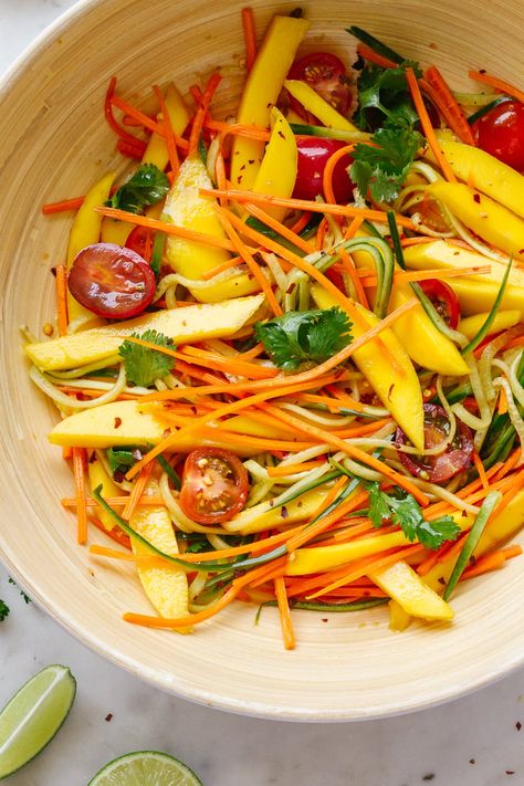 Thai Cucumber Carrot Salad, Mango Cilantro Dressing, Thai Style Salad, Spicy Raw Carrot Salad, Summer Asian Recipes, Vietnamese Mango Salad, Thai Carrot Salad, Savory Mango Recipes, Vietnamese Salad Recipes