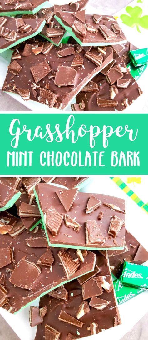 Grasshopper Mint Chocolate Bark Recipe #stpatricksday Mint Chocolate Bark Recipe, Mint Chocolate Bark, Mint Bark, Bark Candy, Easy Spring Recipes, Christmas Bark, Baked Desserts, Chocolate Bark Recipe, Candy Man