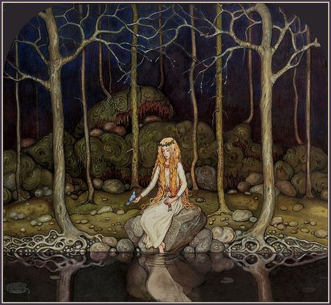 John Bauer Kay Nielsen, John Bauer, Elves And Fairies, Nature Spirits, Fairytale Illustration, Forest Spirit, Art Calendar, Fairytale Art, Art Et Illustration