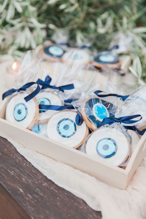 Greece Cookies Decorated, Evil Eye Bridal Shower Theme, Evil Eye Birthday Theme, Evil Eye Cookies Decorated, Evil Eye Wedding Decor, Evil Eye Theme Party, Evil Eye Cookies, Mamma Mia Cookies Decorated, Mamma Mia Cookies