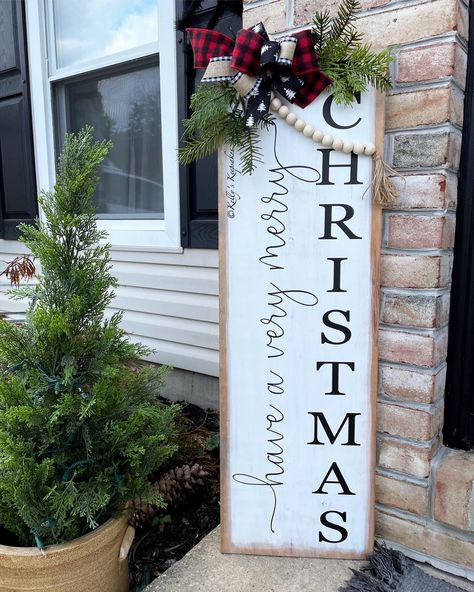 Tall Front Porch, Welcome Porch Leaner, Christmas Signs Wood Front Porches, Porch Leaners, Wood Wreath, Etsy Inspiration, Front Porch Signs, Porch Welcome Sign, Christmas Front Porch