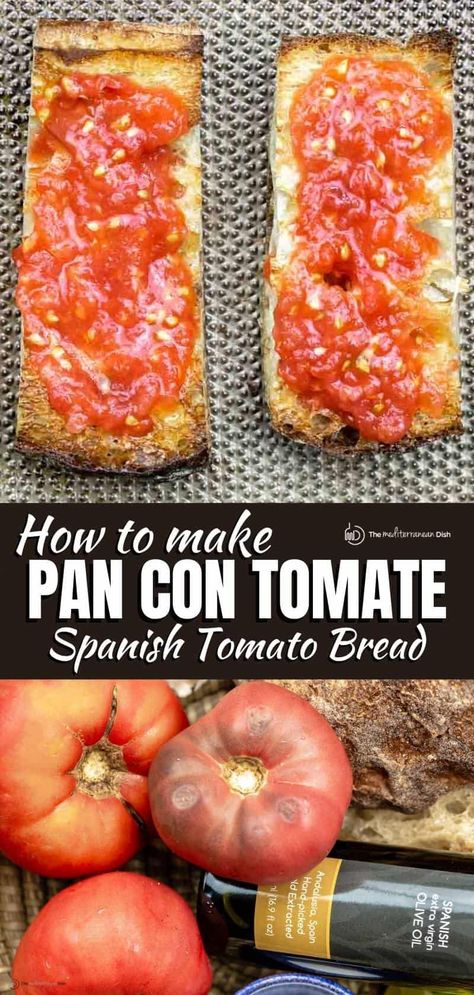 Tomato Sauce Pasta Recipes, Pasta Recipes Tomato, Spanish Tomato Bread, Pan Con Tomate Recipe, Soup Recipes Tomato, Tomato Soups, Tomato Planting, Mediterranean Appetizers, Tomatoes On Toast