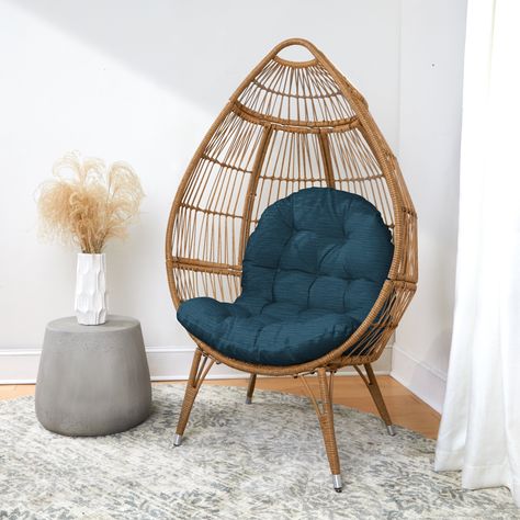 Channel your own personal outdoor oasis in this beautiful natural egg chair cushion in a solid textured fabric. Egg Chair Cushion, Chair Cushion Covers, Replacement Cushions, Home Indoor, Outdoor Cushions And Pillows, Chair Cushion, House Room, Egg Chair, Chair Pads