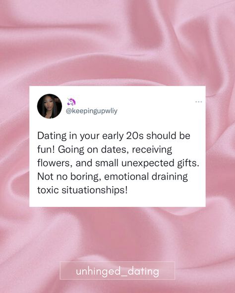 Unhinged Dating on Instagram: “Dating in your 20s should be fun and enjoyable not a rollercoaster of tears and unhealthy relationships​​​​​​​​ ​​​​​​​​ Save and share if…” Enjoy Your 20s, Dating In Your 20s, Being In Your 20s, Manifesting Relationships, Your 20s, Unhealthy Relationships, Coping Skills, Roller Coaster, The Twenties