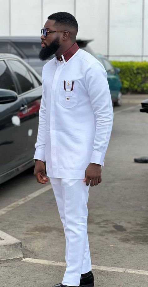 Traditional Wedding Shirts For Men, Men's Native Wears, African Wear For Men Ghana, Man Traditional Wear African Men, Mens Kaftan Styles, Men Kaftan Designs Latest, Latest Kaftan Styles For Men, Male African Wear Styles, Senators Wear For Men