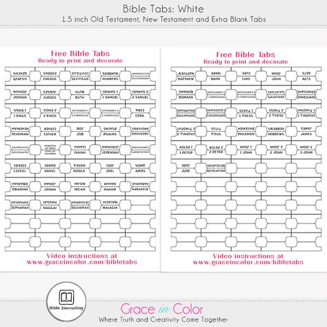 GiC_Bible-tabs_white_preview Bible Tabs Template, Diy Bible Tabs Ideas, Bible Tabs Diy Free Printable, Bible Tabs Diy, Spiritual Ideas, Bible Stickers, The Books Of The Bible, Planner Calendar Printables, Book Tabs