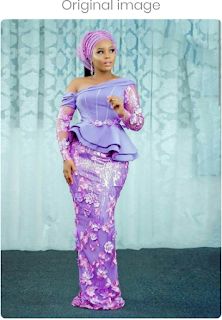 Purple Aso Ebi, Evening Dresses Purple, Nigerian Lace Dress, Aso Ebi Lace, Puffy Long Sleeves, Aso Ebi Lace Styles, Nigerian Lace Styles, African Wedding Attire, African Lace Styles