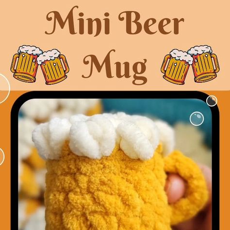 Beer Mug Crochet Pattern, Beer Stein Crochet Pattern, Beer Crochet Pattern, Crochet Beer Mug, Crochet Beer Cozy, Plushies Pattern, Crochet Beer, Mug Pattern, Beer Cozy