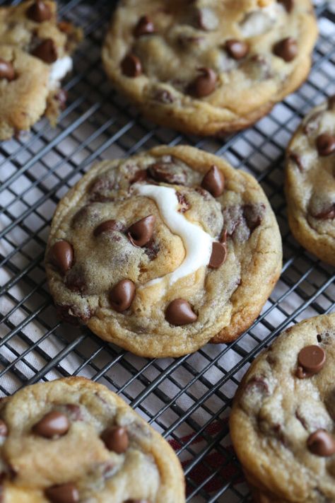 Smores Stuffed Chocolate Chip Cookies Chocolate Chip Cookies With Marshmallows Recipe, Chocolate Chip Cookie With Marshmallow, Chocolate Chip Cookies Marshmallow, Cookies With Marshmallows In Them, Chocolate And Marshmallow Cookies, Chocolate Chip And Marshmallow Cookies, Smore Chocolate Chip Cookies Easy, Chocolate Chip Cookies With Marshmallows, S’more Chocolate Chip Cookies