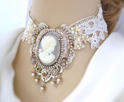 * Couture Dior, Vintage Wedding Jewelry, Lace Necklace, Lace Jewelry, Cameo Jewelry, Jewellery Sets, Vintage Cameo, Cameo Necklace, Designer Jewellery