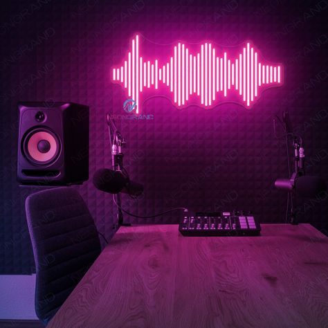 #NeonLightSigns #BrightIdeas #NeonSigns #BrightIdeas Recording Studio Bedroom, Podcast Room Ideas, Radio Studio, Music Bedroom, Studio Bedroom, Home Music Rooms, Cool Neon Signs, Home Studio Ideas, Music Rooms