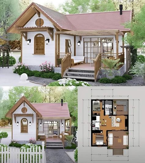 Living In A Small House, Small Cottage House Plans, Small Cottage Homes, Affordable House Plans, Shed Home, Sims 4 House Plans, Awesome Architecture, A Small House, Vintage House Plans