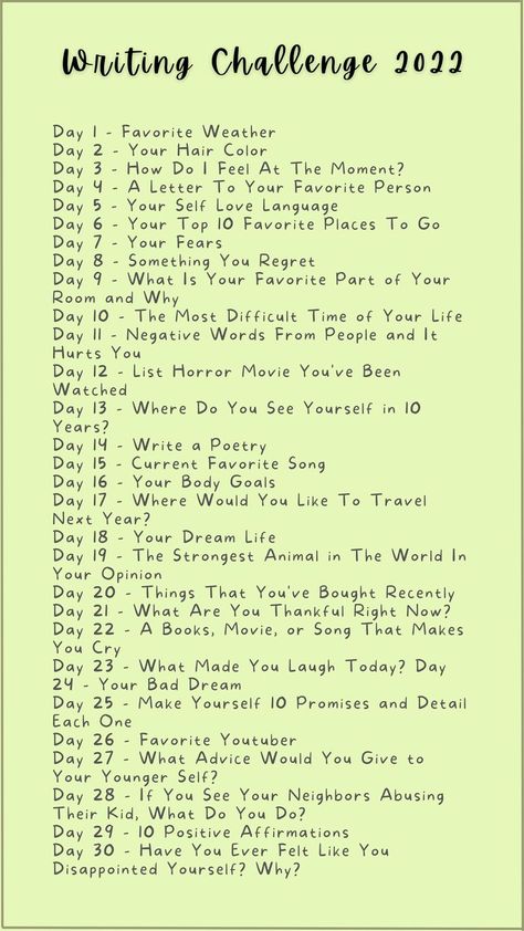 Writing Challenge 2022 Write Every Day Challenge, Tips For Starting A Journal, Weekly Writing Challenge, Things To Write About For School, Start Journaling Ideas, Everyday Writing Challenge, Writing Lists Ideas, Writing Month Challenge, How To Make Your Writing Prettier