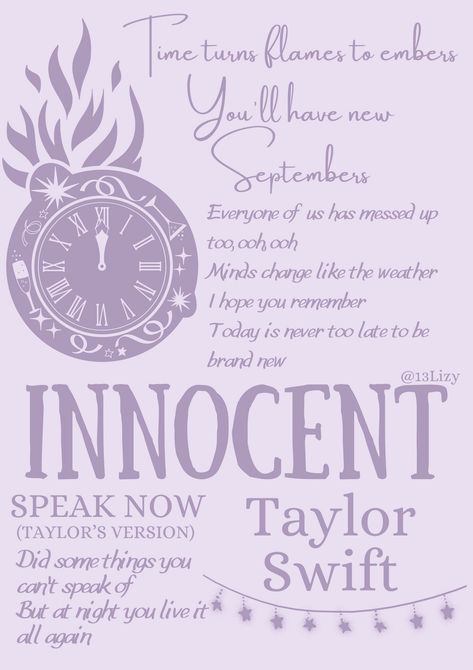 Taylor Swift Innocent, Innocent Taylor Swift, Speak Now Poster, Taylor Songs, Wallpaper Themes, Taylor Swift Speak Now, Poster Music, Taylor Swift Posters, Taylor S