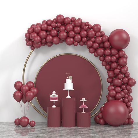 PRICES MAY VARY. 【Burgundy Balloons Ganland】102+3 PCS in 3 sizes:5”50pcs/ 10” 50pcs/ 18“ 2pcs，with 3 Garland set up Tools,enough for 16FT Burgundy Garland Arch,Perfect for : Wedding, Bride to BE Party,Engagement,anniversary,Bridal shower. 【Kozee Reliable CoLor 】 We insist on 100% real photography by using Color Correction Card，Providing True Color of every single balloons,what you have to do is trust your color insprition and idea.Reliable Consistent Color Balloons to Make your Party Decor Perfe Maroon Balloon Garland, Burgundy Balloons, Balloons Arch, Real Photography, Garland Arch, Anniversary Decorations, Themed Decor, Gold Balloons, Party Stores