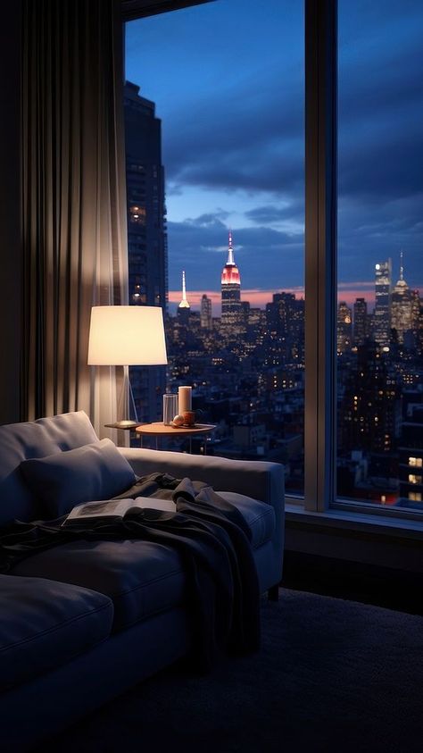 New york Apartment with night sky.   | premium image by rawpixel.com City Apartment Aesthetic, New York Apartment Aesthetic, New York Iphone Wallpaper, Apartamento New York, Appartement New York, City Iphone Wallpaper, Wallpaper City, Iphone Wallpaper Iphone, New York Vacation