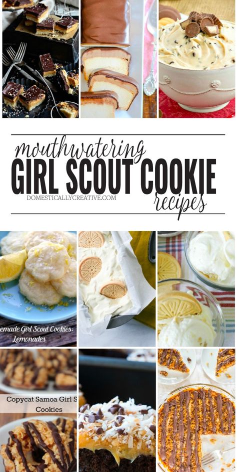 Recipes Using Girl Scout Cookies, Toffee Tastic Girl Scout Cookie Recipes, Girl Scout Cookie Copycat Recipes, Lemonade Girl Scout Cookies, Girl Scout Cookie Recipes, Girl Scout Cookie Meme, Foodie Desserts, Copycat Food, Recipes Copycat