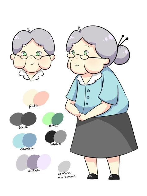 Chibi Grandma, Grandma Drawing Character Design, Cute Grandma Drawing, Grandma Character Design, Anime Grandma, Grandma Sketch, Grandma Doodle, White Hair Drawing, Grandma Drawing