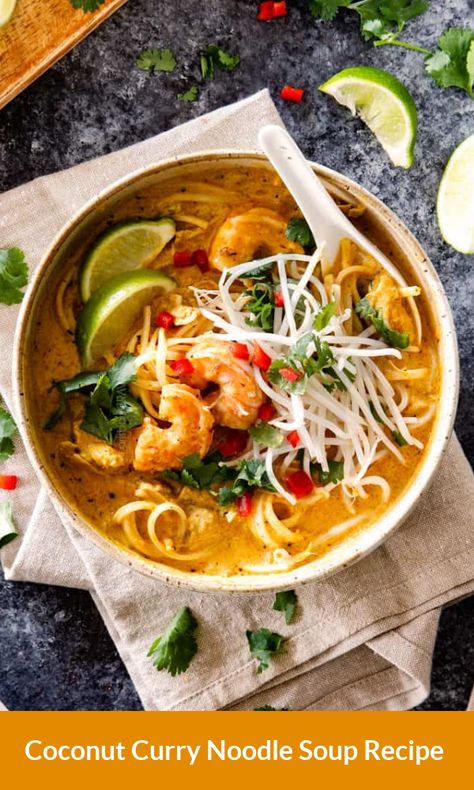 Restorative Ginger-and-turmeric Noodle Soup, Laksa Johor Photography, Prawn Laksa Recipe, Laska Soup Recipe, Prawn Laksa, Coconut Curry Noodle Soup, Chicken Laksa, Curry Broth, Laksa Recipe