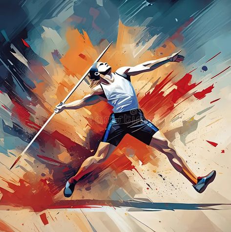 Illustration about Generated image of an illustration of a male athlete competing in an Olympic sport and throwing a javelin. Illustration of olympic, competition, javelin - 324590811 Javelin Throw Illustration, Olympic Art, Sports Illustrations Art, Javelin Throw, Female Athlete, Bollywood Memes, Abstract Animal Art, Paralympic Games, Paris Olympics